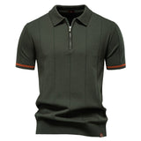Polo mit Halb-Zip - Vertikale Textur