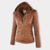 Drune | Doppelgefütterte Damen Lederjacke mit Kapuze