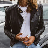 Drune | Modische Lederjacke mit Reißverschlusstaschen für Damen