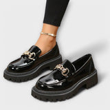 Trendy Damen Plateau Loafer mit Schnalle