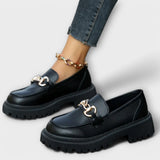 Trendy Damen Plateau Loafer mit Schnalle