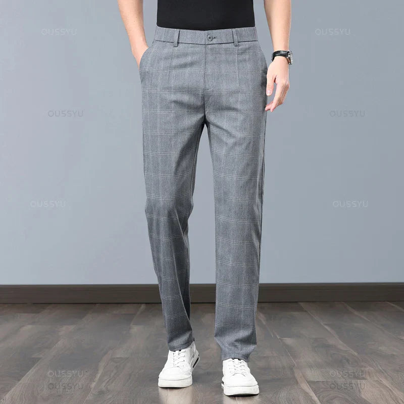 Pantalon Élastique à Carreaux