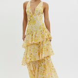 LISA | Florales Volant Maxi Kleid