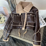 Drune | Kurz Geschnittene Lederjacke Mit Lammfell