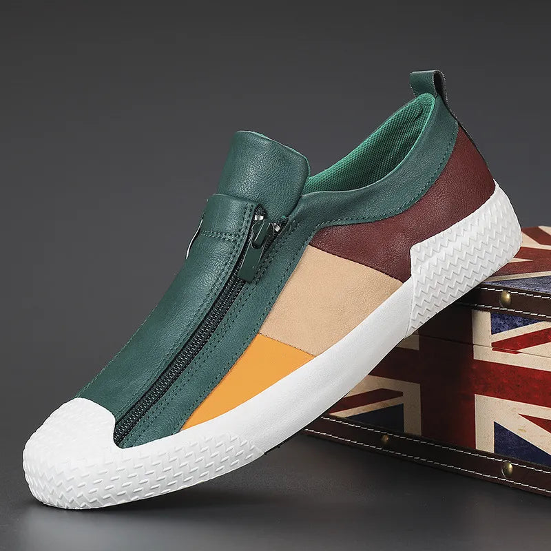 Chaussures en Cuir avec Fermeture Éclair