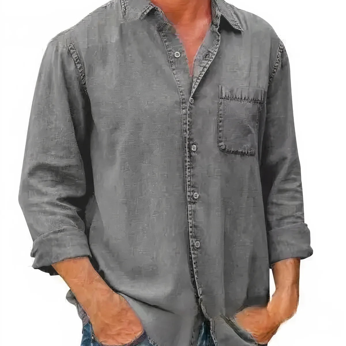 Chemise - Mélange de Denim Longue