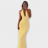 Raffiniertes Rückenfreies Halterneck-Gala Kleid