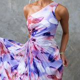 ELLA | One-Shoulder-Plissee-Midikleid