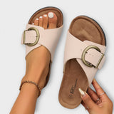 Margie - Damen Kork Pantoletten mit Schnallenriemen Design