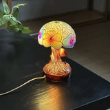 Boho Chic Lamp with Mushroom and Flower