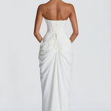 HANNAH | Elegantes Maxikleid mit Drapierung und Hohem Schlitz