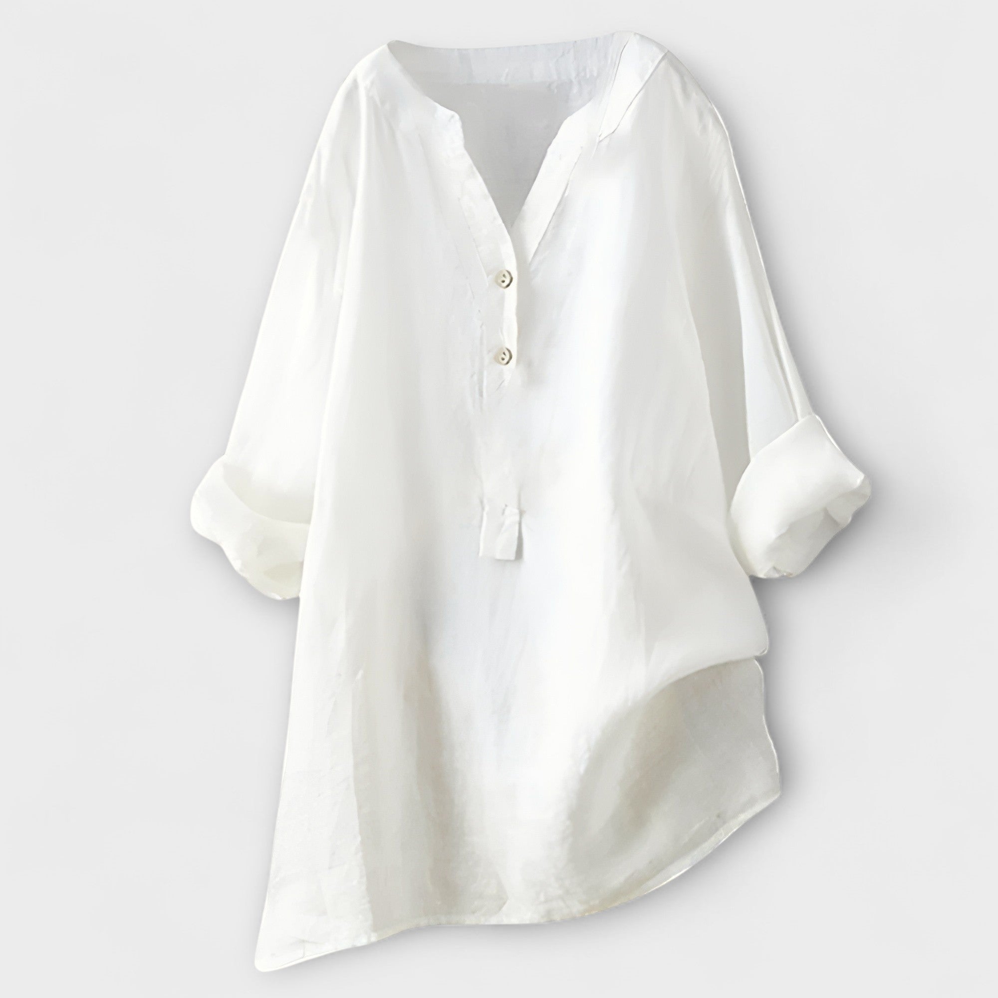 Rosmarie™ | Leinenbluse mit V-Ausschnitt und Knopfleiste