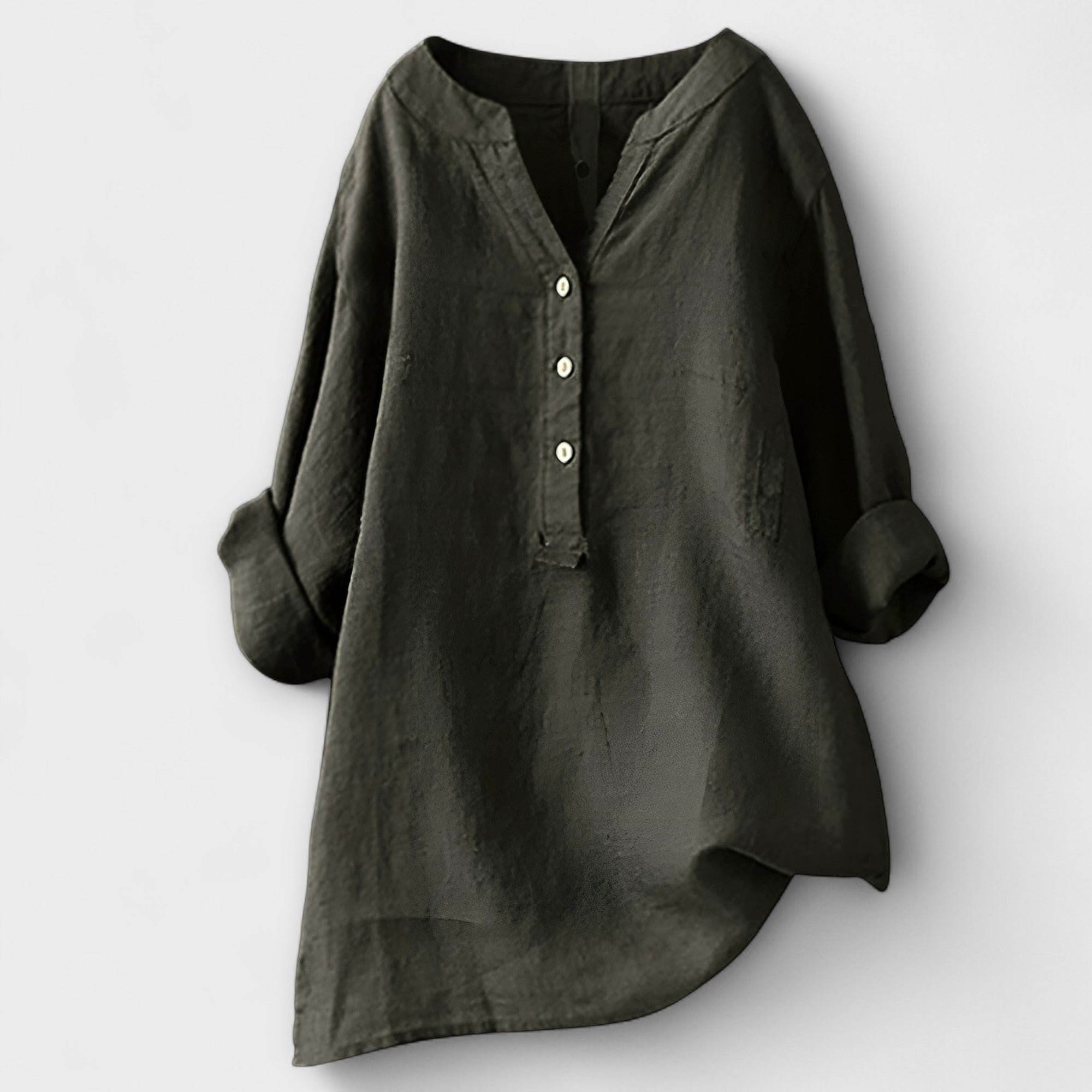 Rosmarie™ | Leinenbluse mit V-Ausschnitt und Knopfleiste