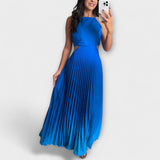 Haven - Schickes Rückfreies Krawatten-Gradient Faltenmaxikleid