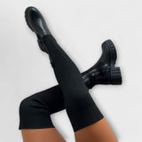 Ilona | Überknie Stiefel mit Blockabsatz