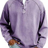 Sweatshirt Henley au look vintage - Coupe décontractée