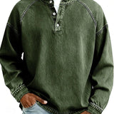 Sweatshirt Henley au look vintage - Coupe décontractée