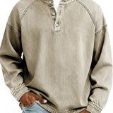 Vintage-Look Henley Sweatshirt - Lässiger Schnitt