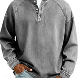 Sweatshirt Henley au look vintage - Coupe décontractée