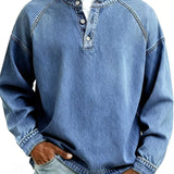 Sweatshirt Henley au look vintage - Coupe décontractée