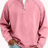 Sweatshirt Henley au look vintage - Coupe décontractée