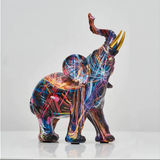 Artistic Elephant Sculpture with Graffiti Design