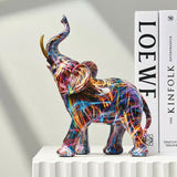 Artistic Elephant Sculpture with Graffiti Design