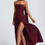 LINA | Trägerloses Maxikleid mit Hohem Schlitz