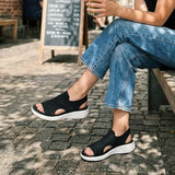 Anne | Sandalen mit Plateau und Strickobermaterial